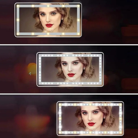 LED-speil for sminke i bilen – Justerbart lys