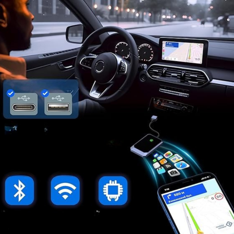 Trådlös CarPlay-adapter – Automatisk och snabb anslutning