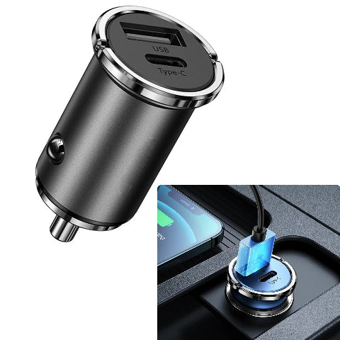 Kompakti Auton Laturi – Kaksois USB-Portti ja Nopea