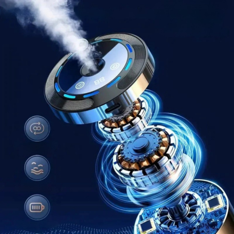 Fényes illóolaj diffúzor autóhoz — Tisztító & LED hangulat