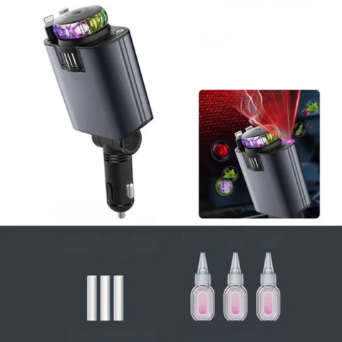Multifunksjonsbil-lader — Hurtiglading & Aromadiffuser