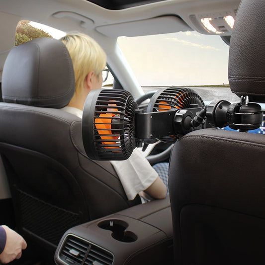 Dvojitá hlava automobilového ventilátora — Nabíjateľný a nastaviteľný