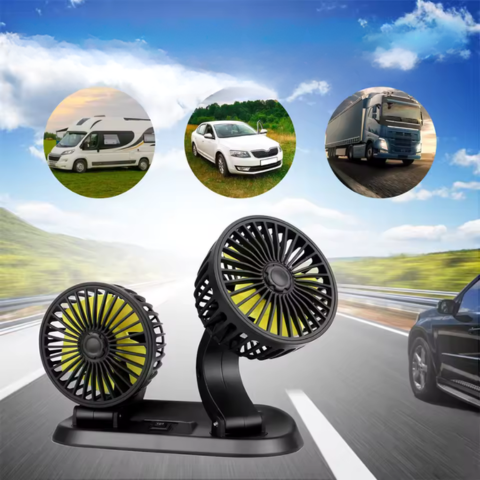 Dvojhlavý automatický ventilátor - napájanie z USB alebo zapaľovača cigariet