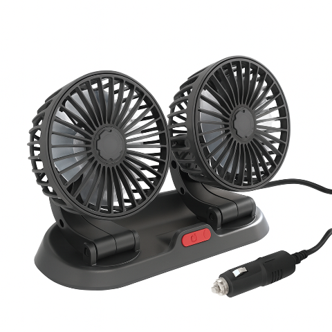 Dvojhlavý automatický ventilátor - napájanie z USB alebo zapaľovača cigariet
