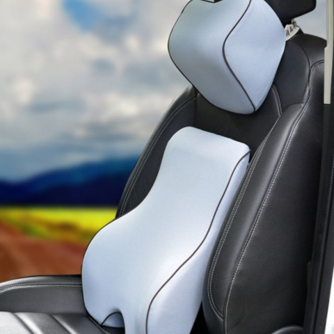 Lendestøtte og nakkestøttepute i minneskum - komfort og ryggavlastning