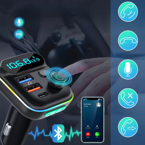 車用Bluetooth FMトランスミッター — 明瞭な通話とワイヤレス音楽 