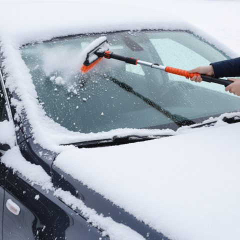 雪かきと車用スクレーパー — 調整可能で取り外し可能なハンドル 