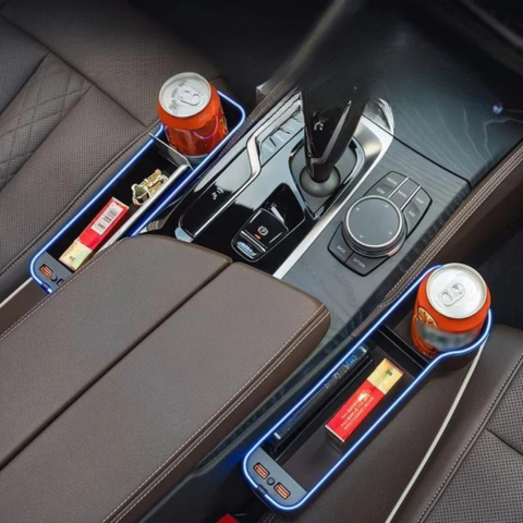 LED照明付きカーシートオーガナイザー - 実用的な収納とモダンな雰囲気