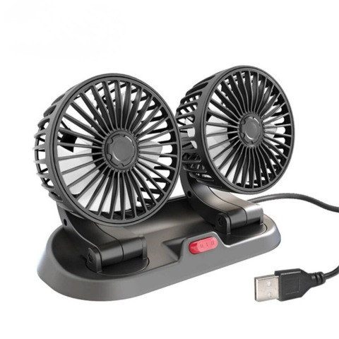 Dvojhlavý automatický ventilátor - napájanie z USB alebo zapaľovača cigariet